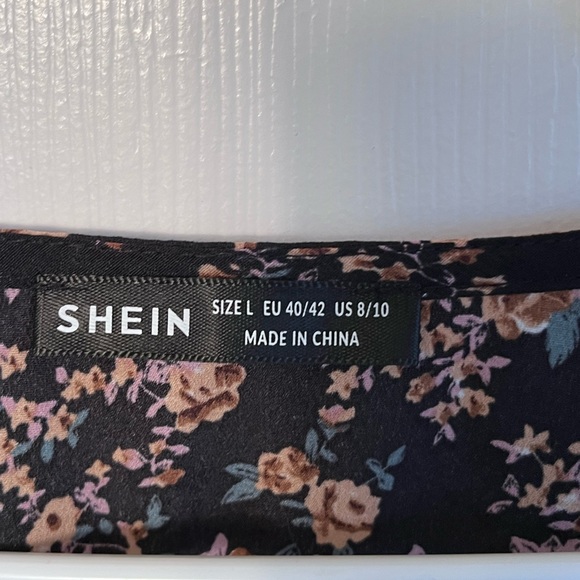 Shein Floral Dress, Empire Waist, Long Sleeves, size L, worn 1x, lightweight - Picture 3 of 4